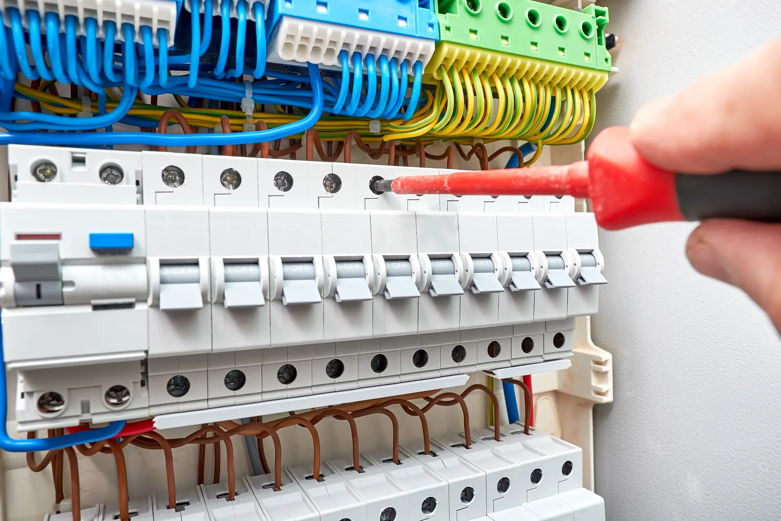 Switchboard being tested during an upgrade